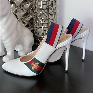 Authentic white Gucci sling back heels